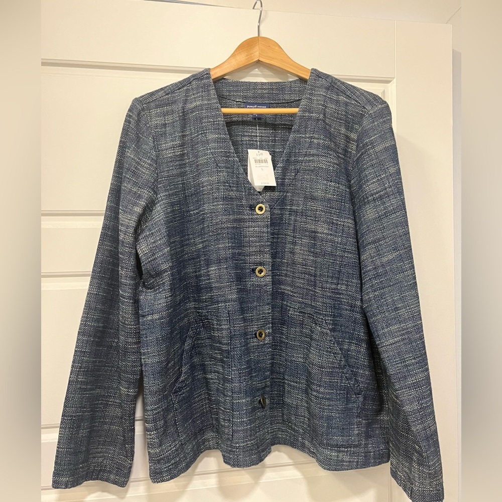 J.Jill purejill indigo textured jacket in blueberry wash - L